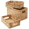 Casafield Set of 2 Water Hyacinth Storage Baskets with Handles - Woven Organizers for Bathroom, Laundry, Pantry, Office, Shelves